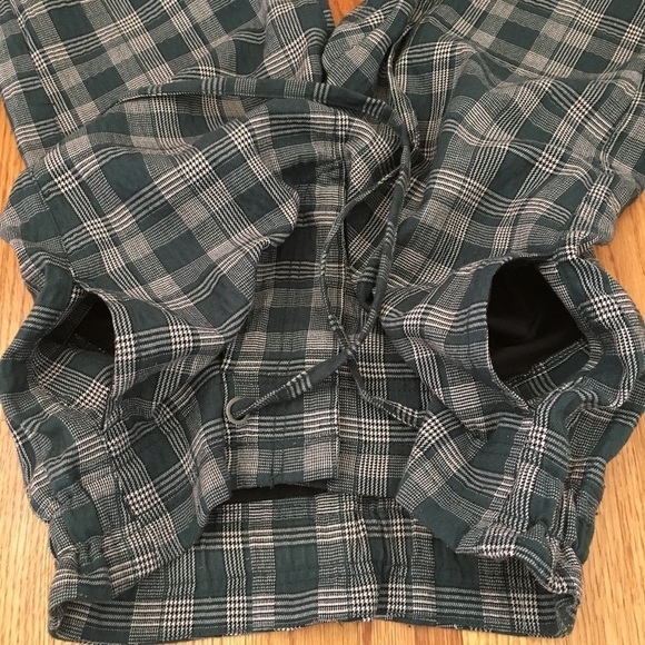 Free People Potato Sack High Rise Loose Fit Green Plaid Pant Size 2 - Picture 16 of 16